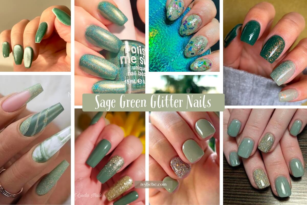 8. Sage Green and Glitter French Tip Nail Design - wide 5