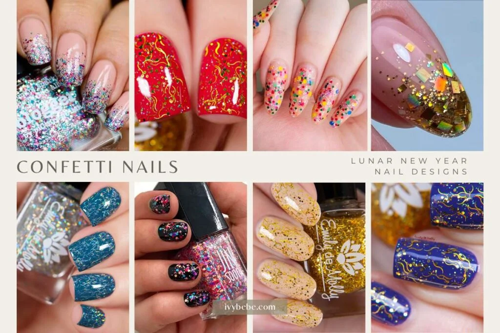 Lunar New Year nail designs - Confetti Nails