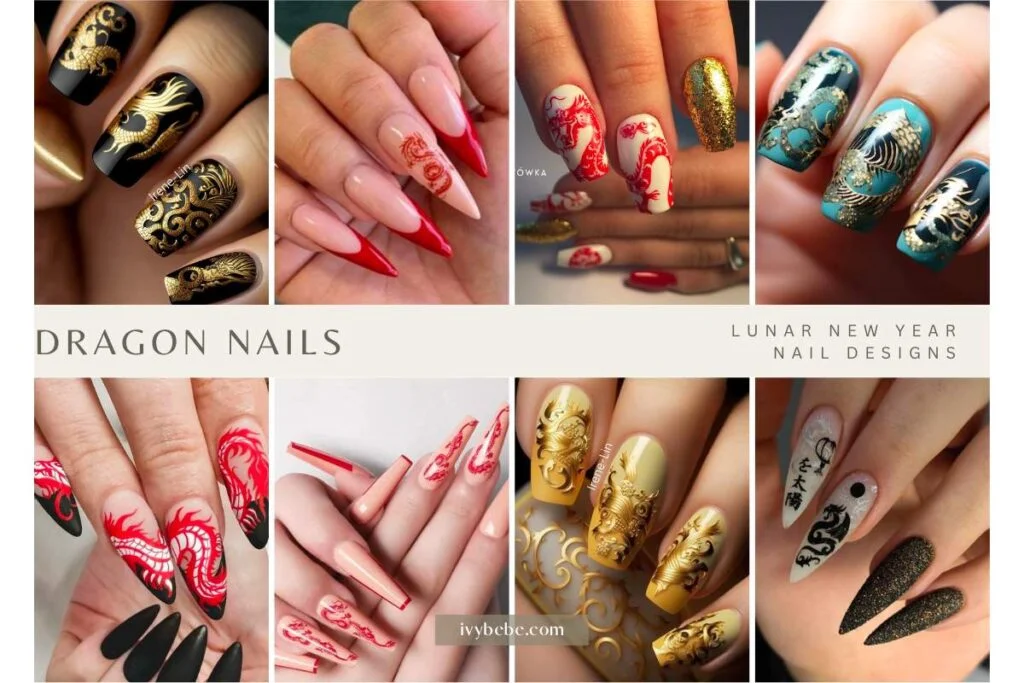 Lunar New Year nail designs - Dragon Nails