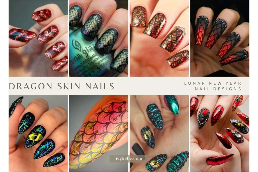 Lunar New Year nail designs - Dragon Skin Nails