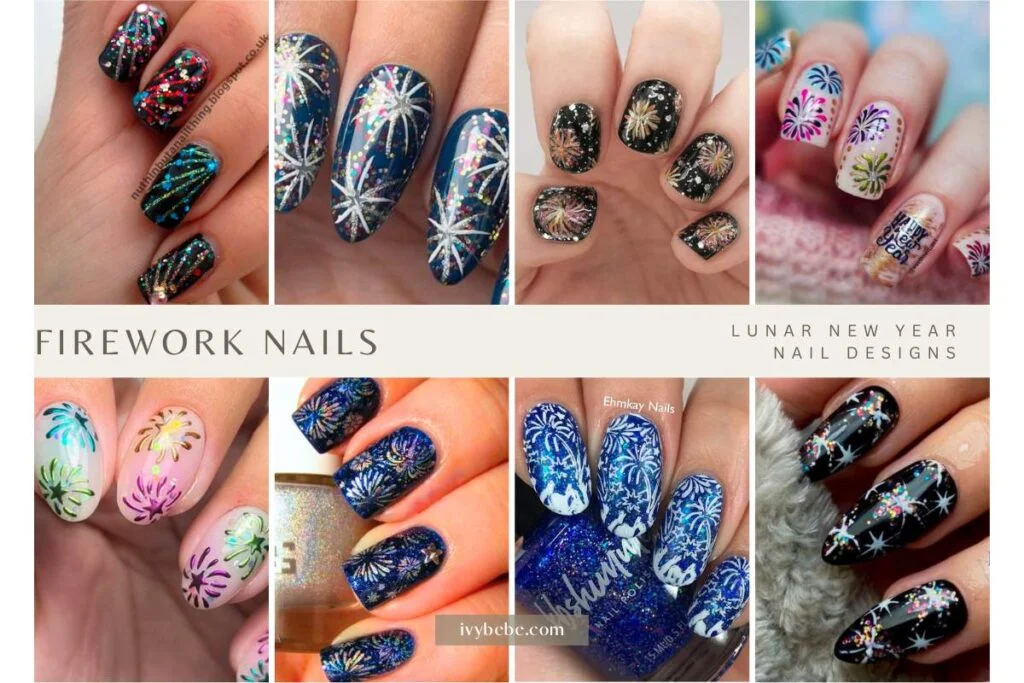 Lunar New Year nail designs - Firework Nails