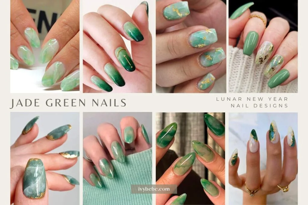 Lunar New Year nail designs - Jade Green Nails