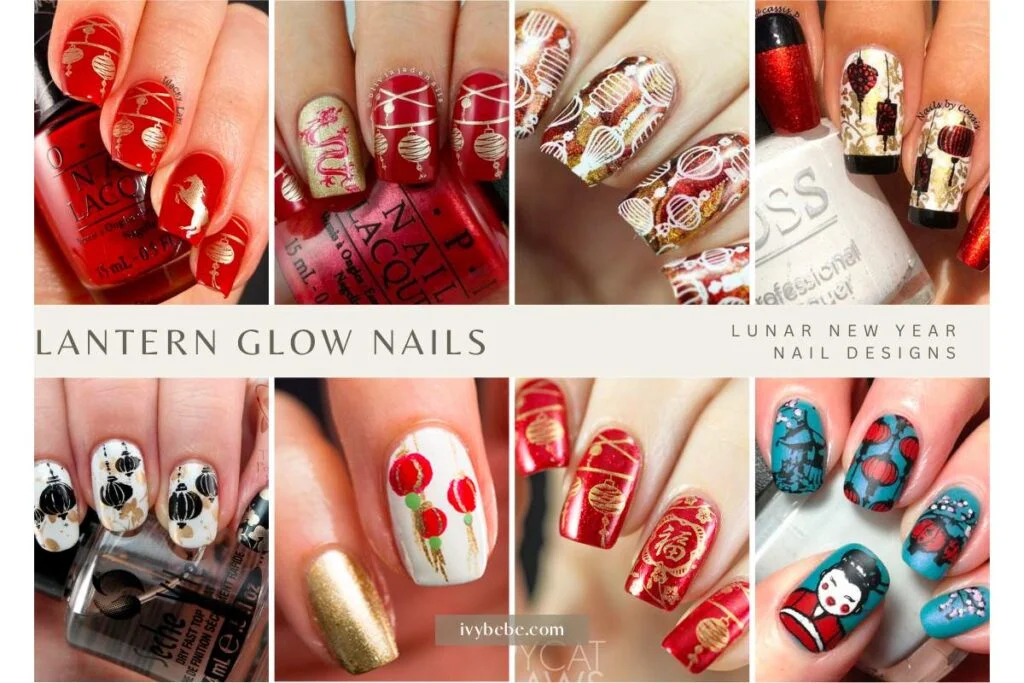 Lunar New Year nail designs - Lantern Glow Nails