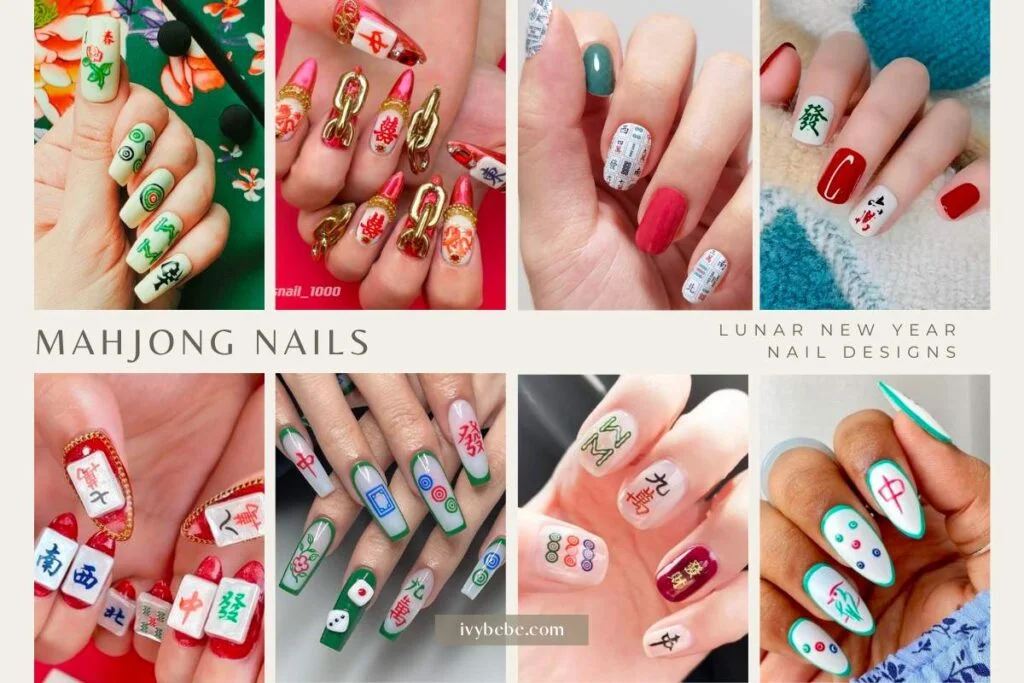 Lunar New Year nail designs - Mahjong Nails